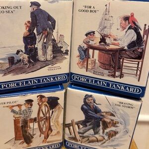 Norman Rockwell Porcelain Tankard Lot of 4 w/ Boxes